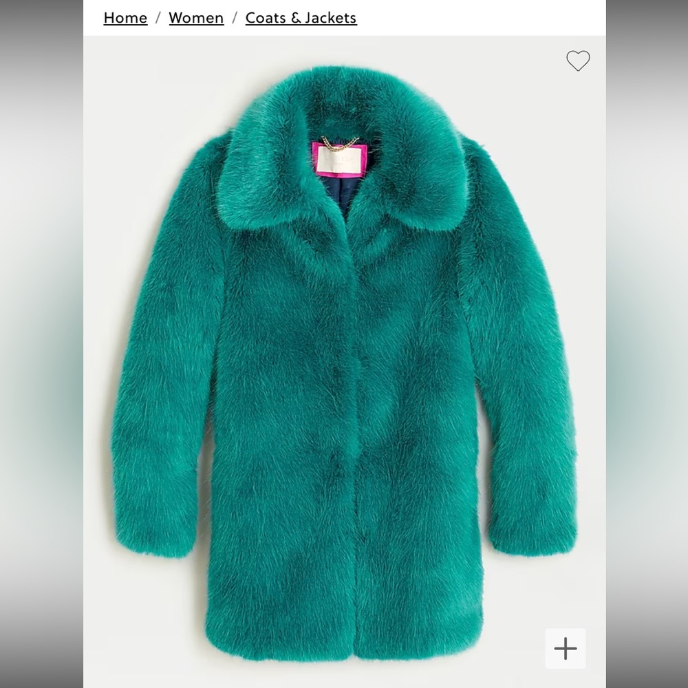 Jcrew collection NTW blue/green faux fur coat